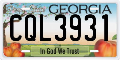 GA license plate CQL3931