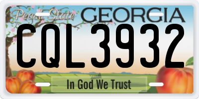 GA license plate CQL3932