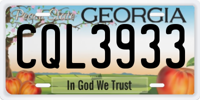 GA license plate CQL3933