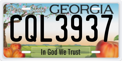 GA license plate CQL3937