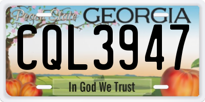 GA license plate CQL3947
