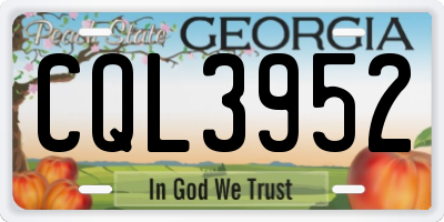 GA license plate CQL3952
