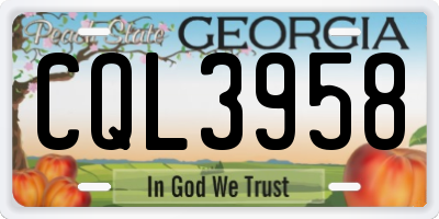 GA license plate CQL3958
