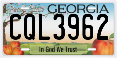 GA license plate CQL3962