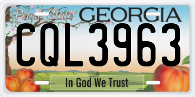 GA license plate CQL3963