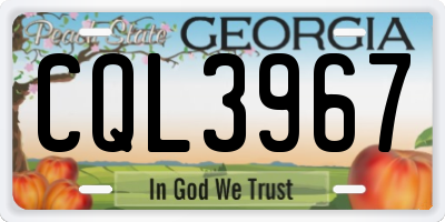 GA license plate CQL3967