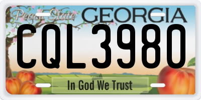 GA license plate CQL3980