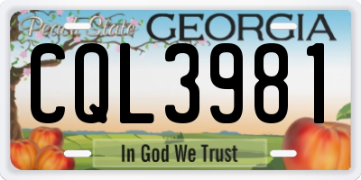 GA license plate CQL3981
