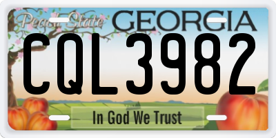 GA license plate CQL3982