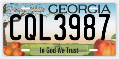 GA license plate CQL3987