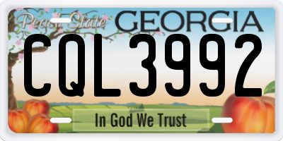 GA license plate CQL3992