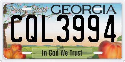 GA license plate CQL3994