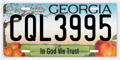 GA license plate CQL3995