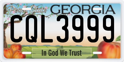 GA license plate CQL3999