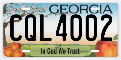 GA license plate CQL4002