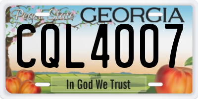 GA license plate CQL4007
