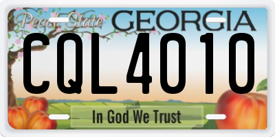 GA license plate CQL4010