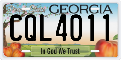 GA license plate CQL4011