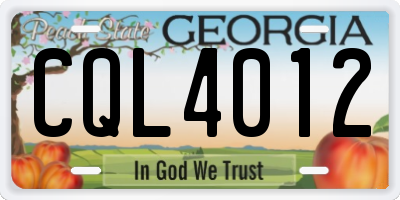 GA license plate CQL4012