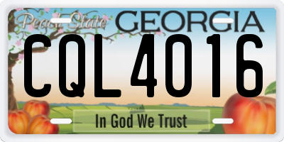 GA license plate CQL4016