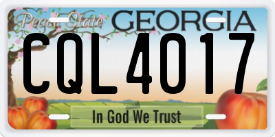 GA license plate CQL4017