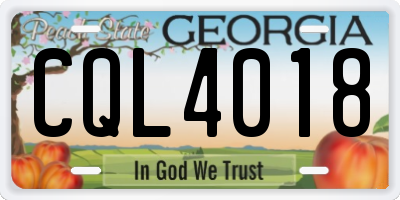 GA license plate CQL4018
