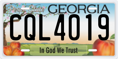 GA license plate CQL4019