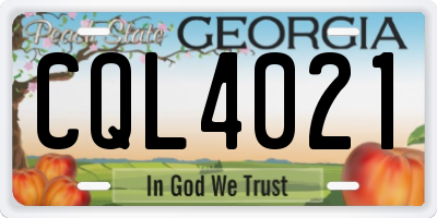 GA license plate CQL4021