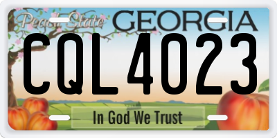 GA license plate CQL4023