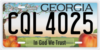 GA license plate CQL4025