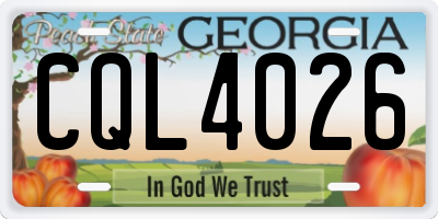 GA license plate CQL4026