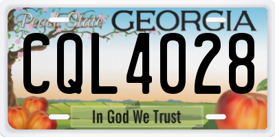 GA license plate CQL4028