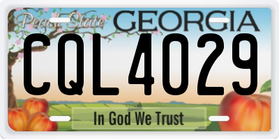 GA license plate CQL4029