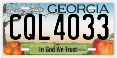 GA license plate CQL4033
