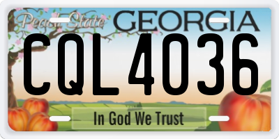 GA license plate CQL4036