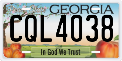 GA license plate CQL4038
