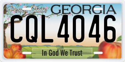 GA license plate CQL4046