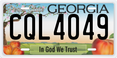 GA license plate CQL4049