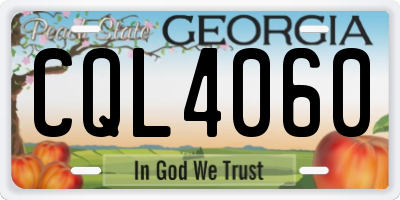 GA license plate CQL4060