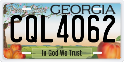 GA license plate CQL4062
