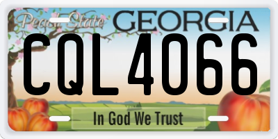 GA license plate CQL4066