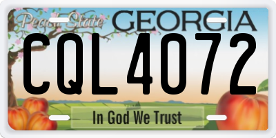 GA license plate CQL4072