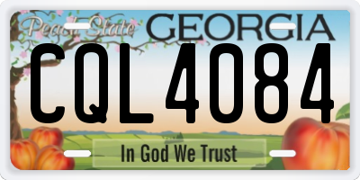 GA license plate CQL4084