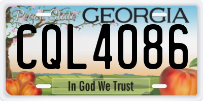 GA license plate CQL4086