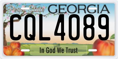 GA license plate CQL4089