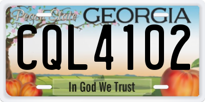 GA license plate CQL4102