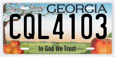 GA license plate CQL4103