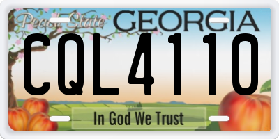 GA license plate CQL4110