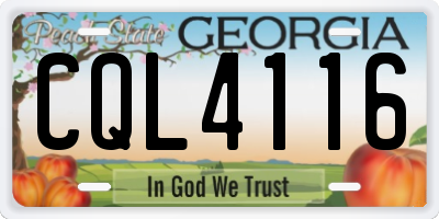GA license plate CQL4116