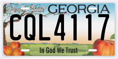 GA license plate CQL4117